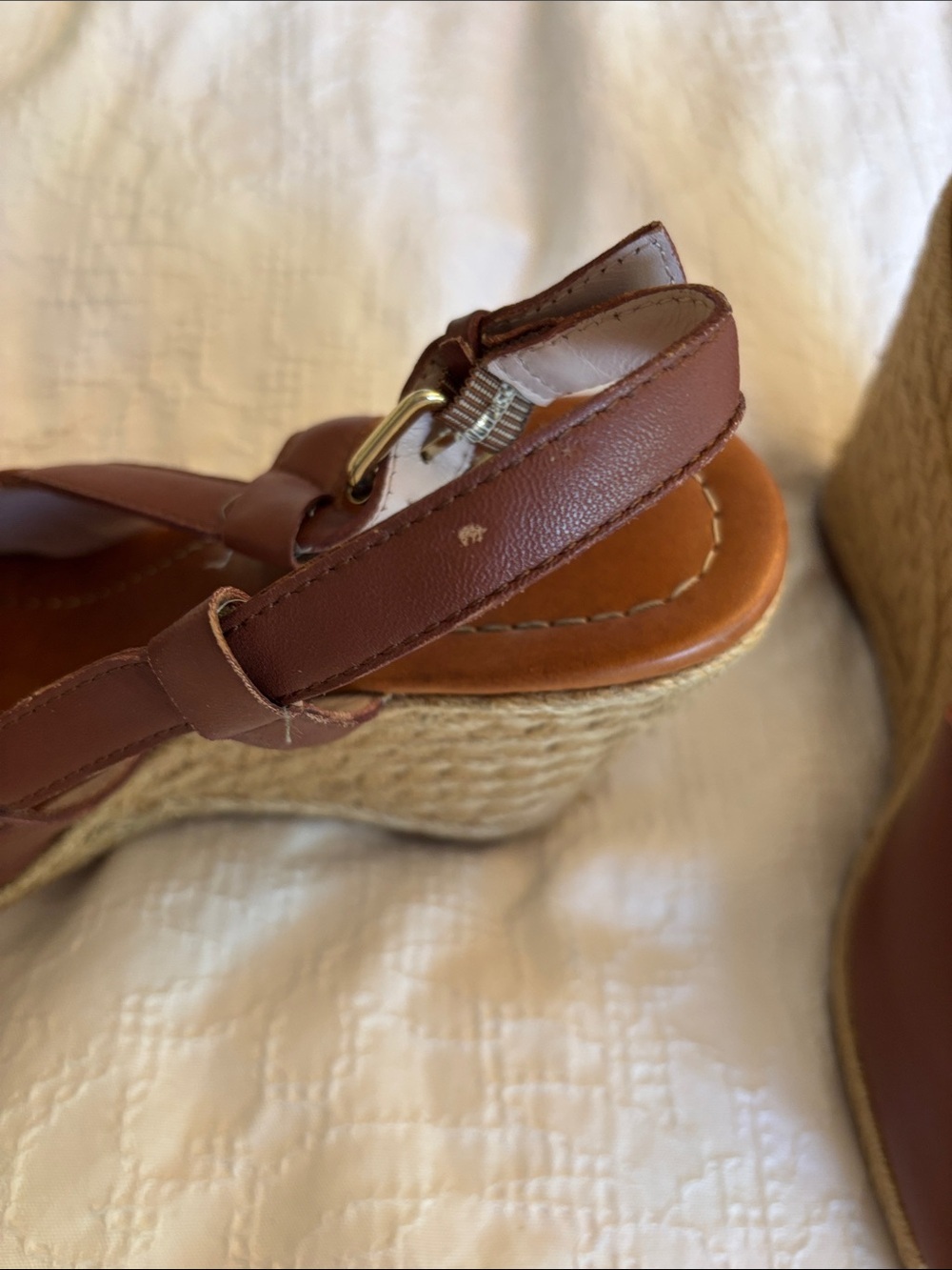 Kate Spade Brown Leather Espadrille Wedges - Size 8M - Picture 8 of 16